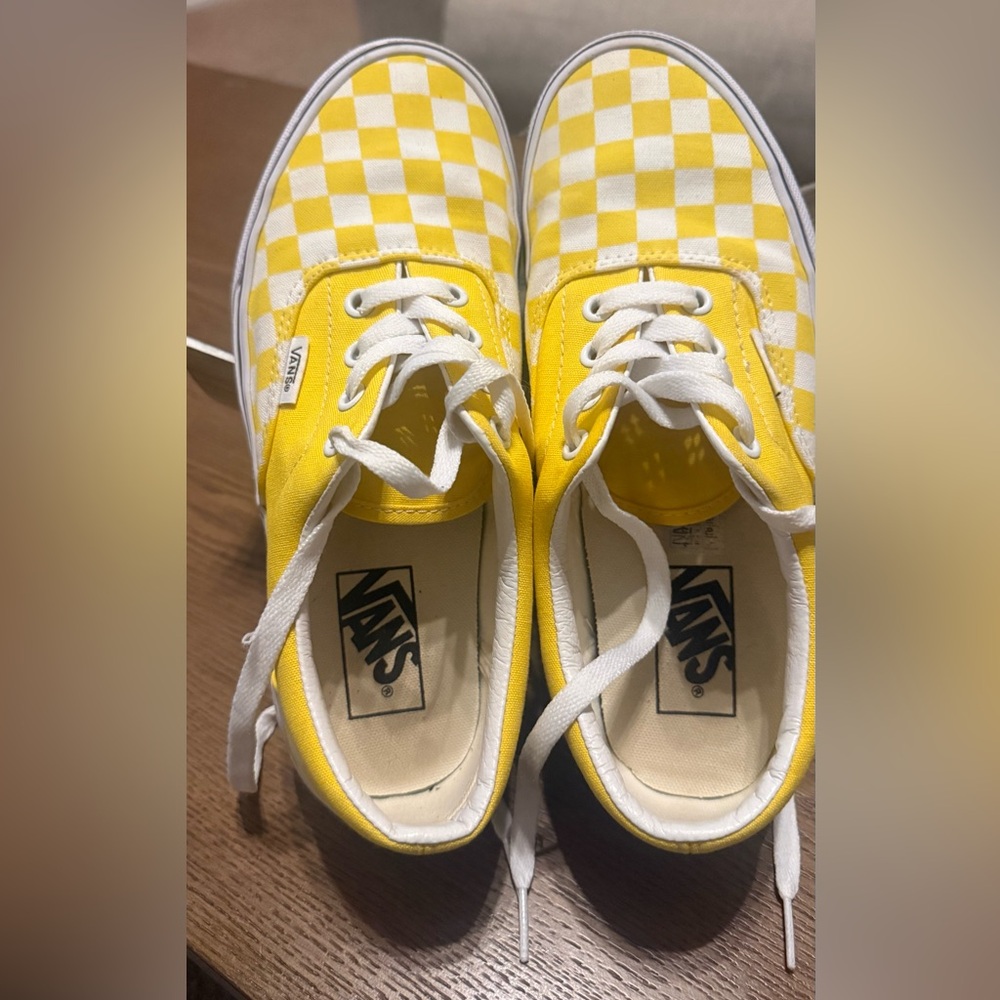 Vans Yellow and White Checkered Sneakers Size 6 M - 7.5 W